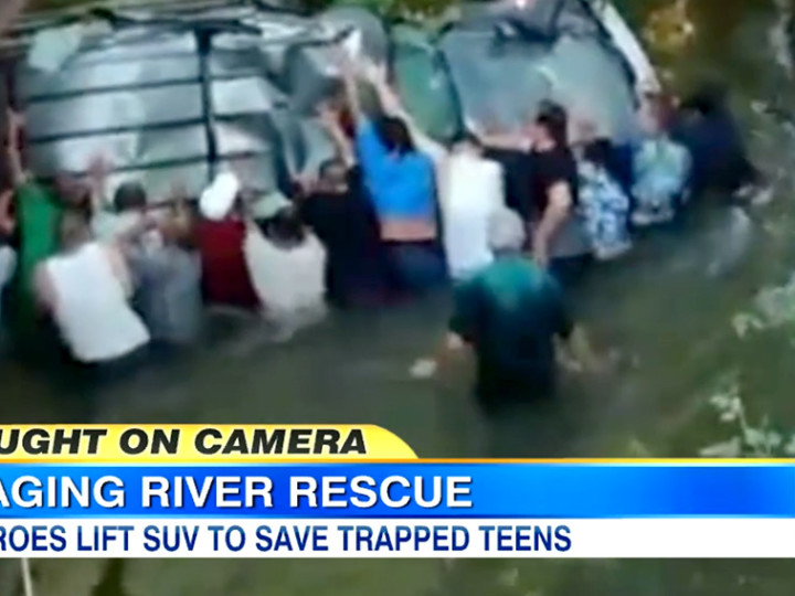 Bystanders Flip SUV to Save Teens